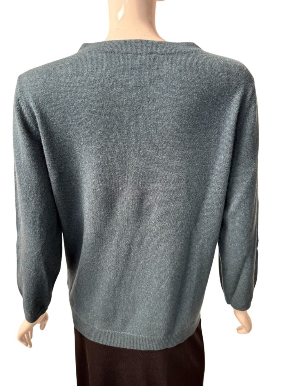 Talbots 100% Cashmere Teal 3/4 Sleeve Lightweight Sweater Womens Size L - Picture 16 of 16